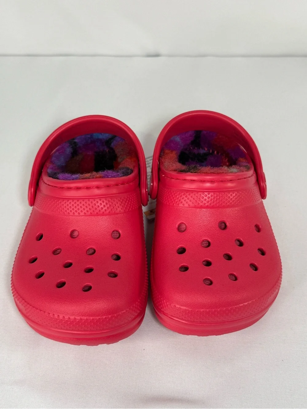 CROCS Kids Red Fuzzy-Lined Slip-On Clogs